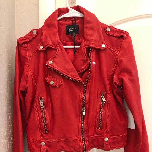 la marque Jackets & Coats La Marque Shrunken Red Leather Jacket
